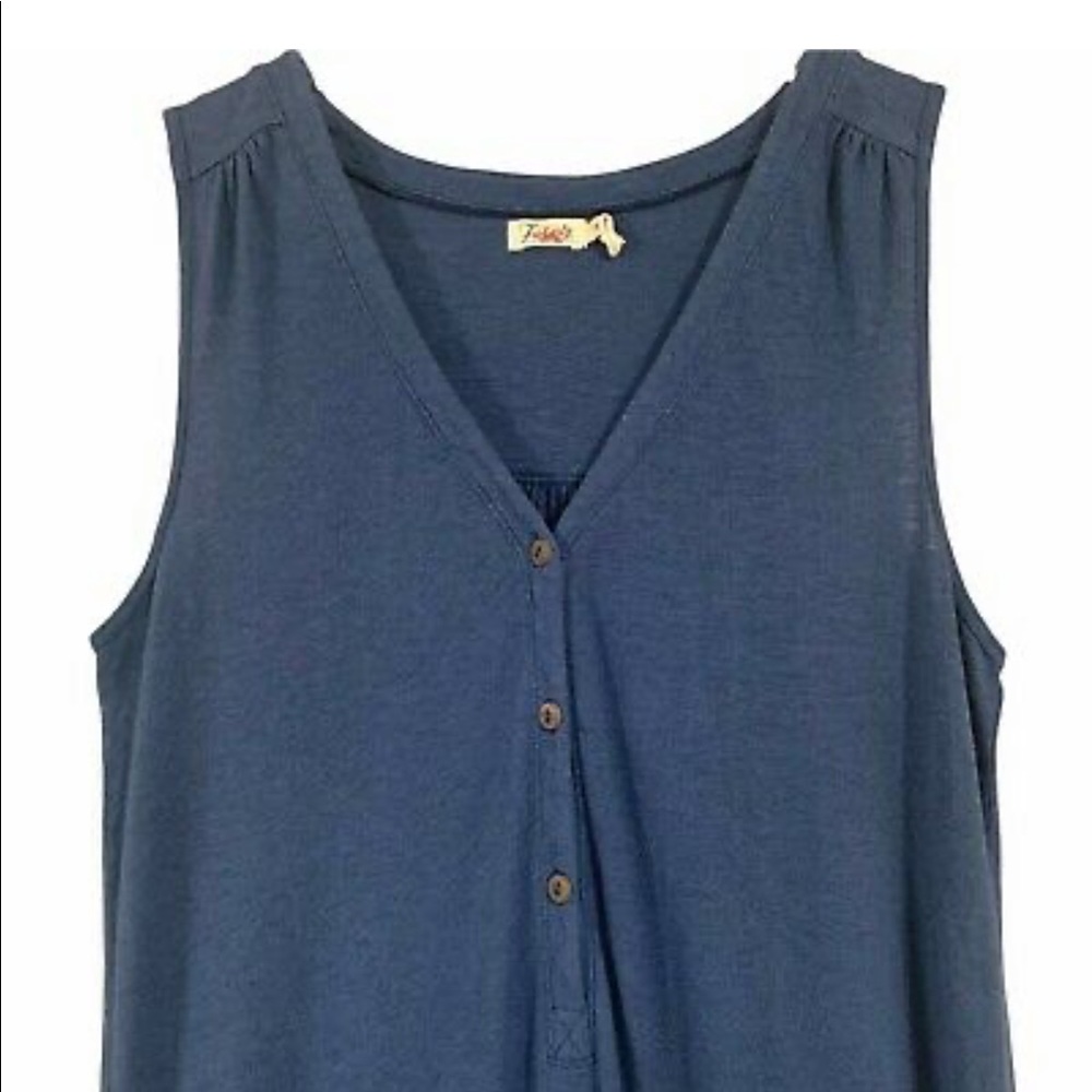 *new* Faherty midi sleeveless blue dress- organic cotton Annie Knit Henley Dre - Picture 10 of 10